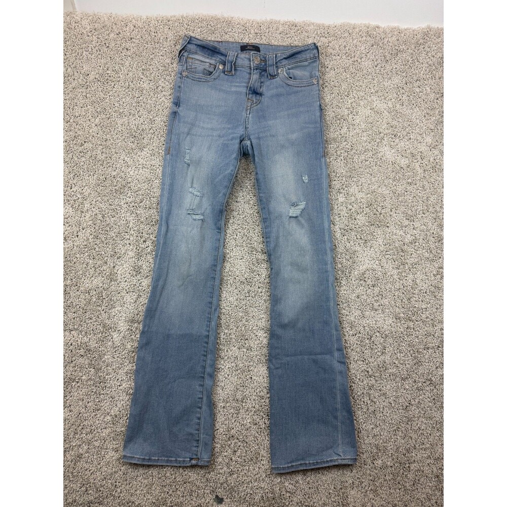 True Religion Becca Mid Rise Bootcut Jeans Womens Distressed Light Wash Denim Y2